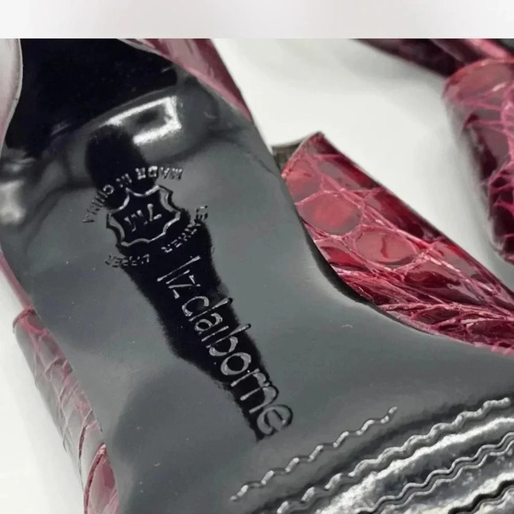 Vintage Liz Claiborne Garnet Crocodile Leather Slingback Pumps, 7.5 - Picture 8 of 8